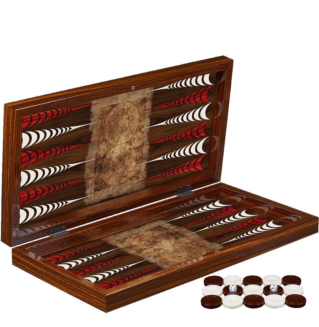 ANCIENT MAP OF THE WORLD ARTWORK BACKGAMMON SETS